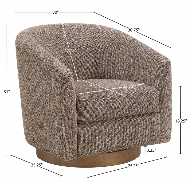 Meridian Furniture Modra Brown Performance Fabric Swivel Accent Chair