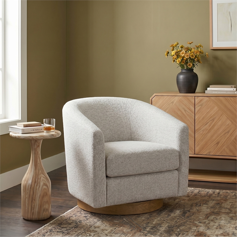 Meridian Furniture Modra Cream Performance Fabric Swivel Accent Chair
