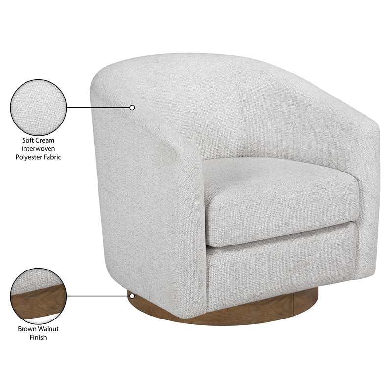 Meridian Furniture Modra Cream Performance Fabric Swivel Accent Chair
