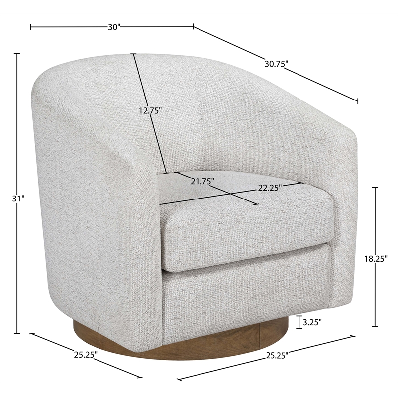 Meridian Furniture Modra Cream Performance Fabric Swivel Accent Chair