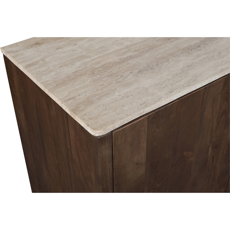 Meridian Furniture Pietra Brown Travertine And Mango Wood Sideboard / Buffet