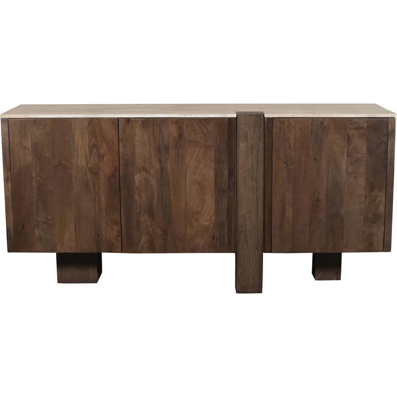 Meridian Furniture Pietra Brown Travertine And Mango Wood Sideboard / Buffet