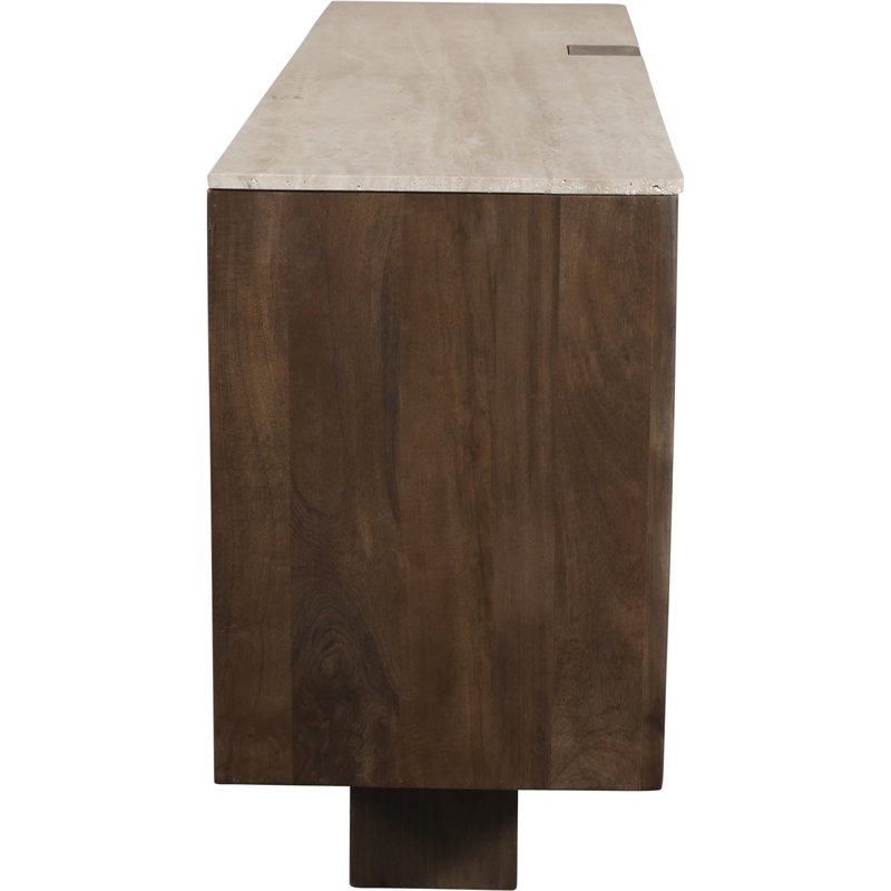Meridian Furniture Pietra Brown Travertine And Mango Wood Sideboard / Buffet