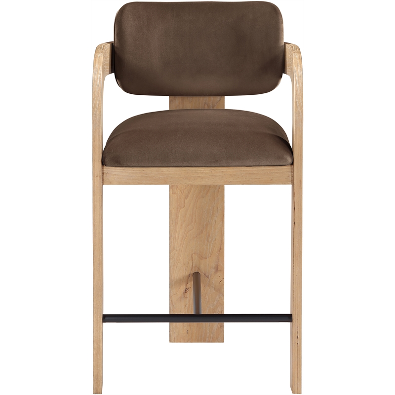 Meridian Furniture Cedra Brown Velvet Performance Fabric Counter Stool