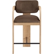 Meridian Furniture Cedra Brown Velvet Performance Fabric Counter Stool