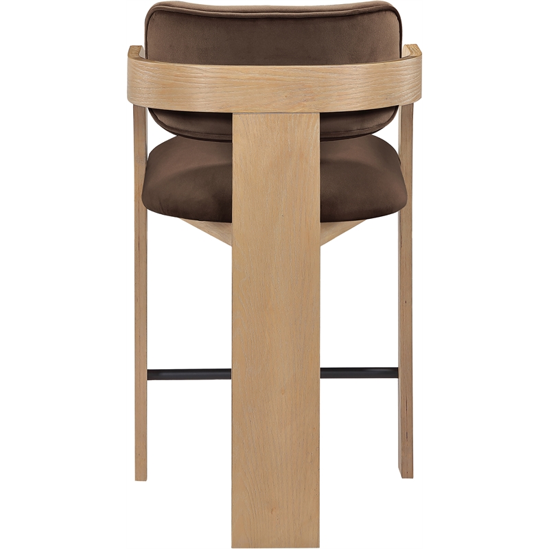 Meridian Furniture Cedra Brown Velvet Performance Fabric Counter Stool