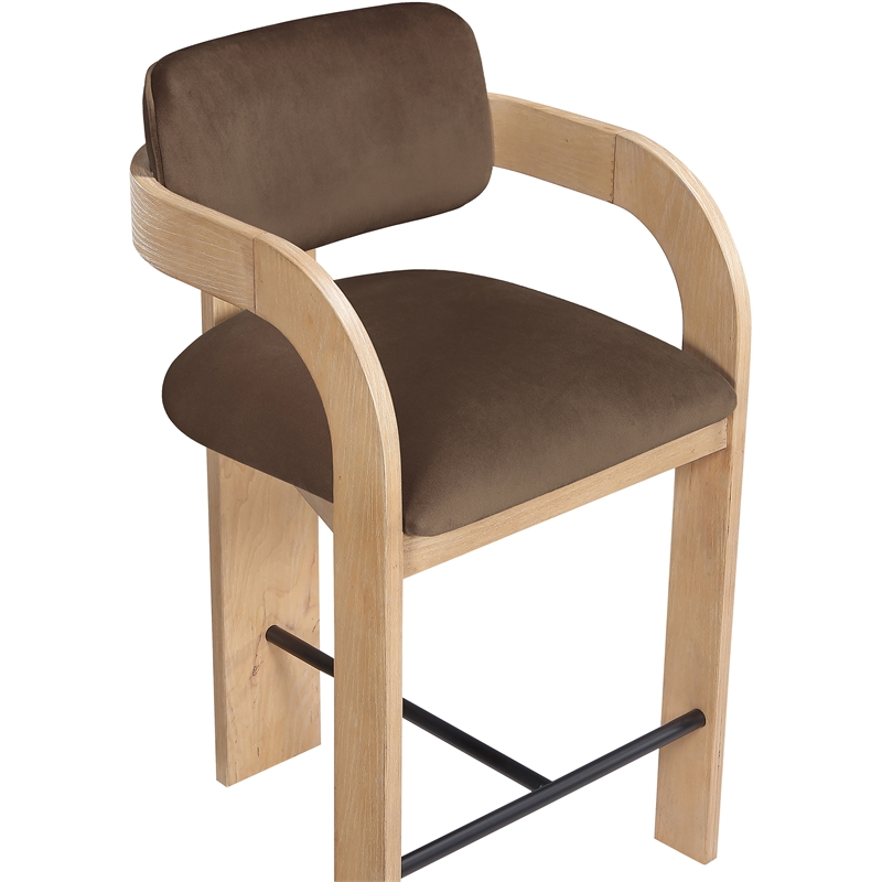 Meridian Furniture Cedra Brown Velvet Performance Fabric Counter Stool