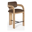 Meridian Furniture Cedra Brown Velvet Performance Fabric Counter Stool