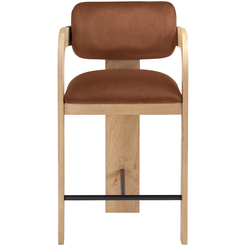 Meridian Furniture Cedra Cognac Velvet Performance Fabric Counter Stool