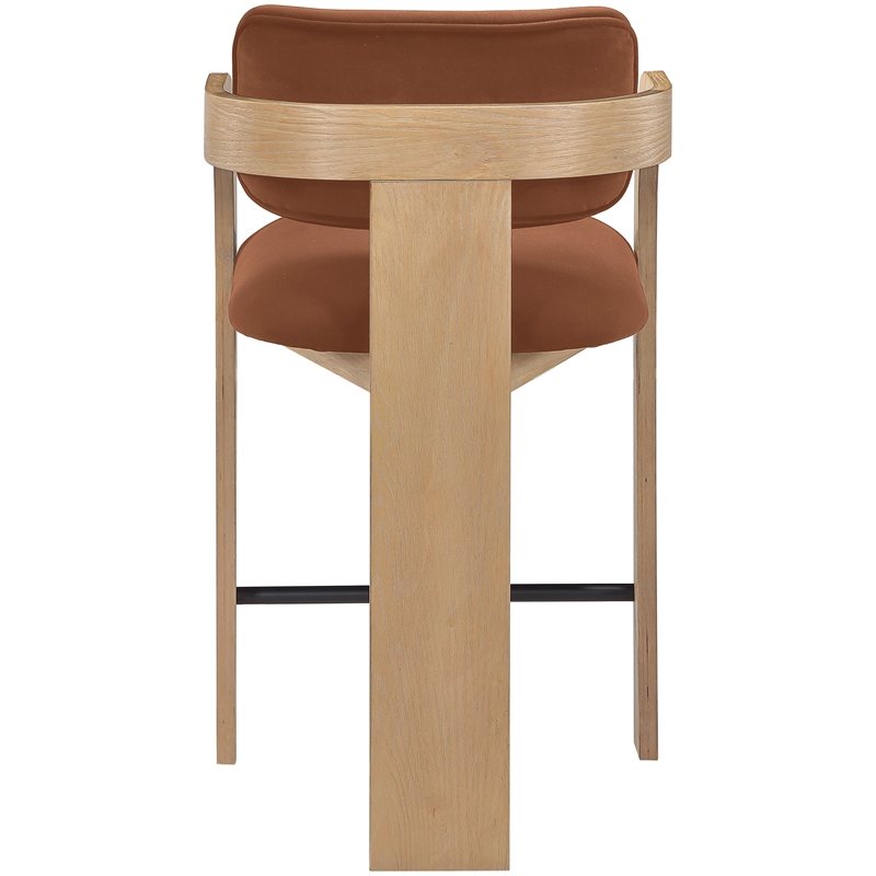 Meridian Furniture Cedra Cognac Velvet Performance Fabric Counter Stool