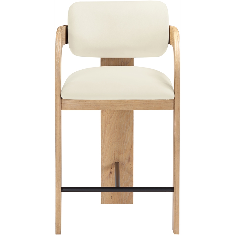 Meridian Furniture Cedra Cream Velvet Performance Fabric Counter Stool
