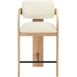 Meridian Furniture Cedra Cream Velvet Performance Fabric Counter Stool