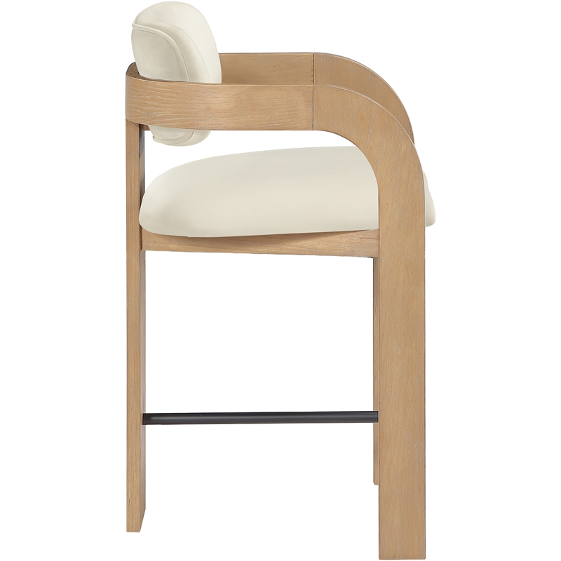 Meridian Furniture Cedra Cream Velvet Performance Fabric Counter Stool