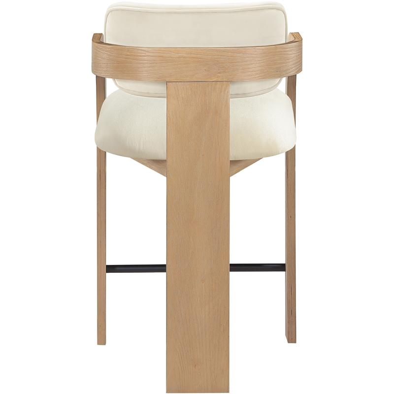 Meridian Furniture Cedra Cream Velvet Performance Fabric Counter Stool