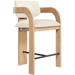 Meridian Furniture Cedra Cream Velvet Performance Fabric Counter Stool