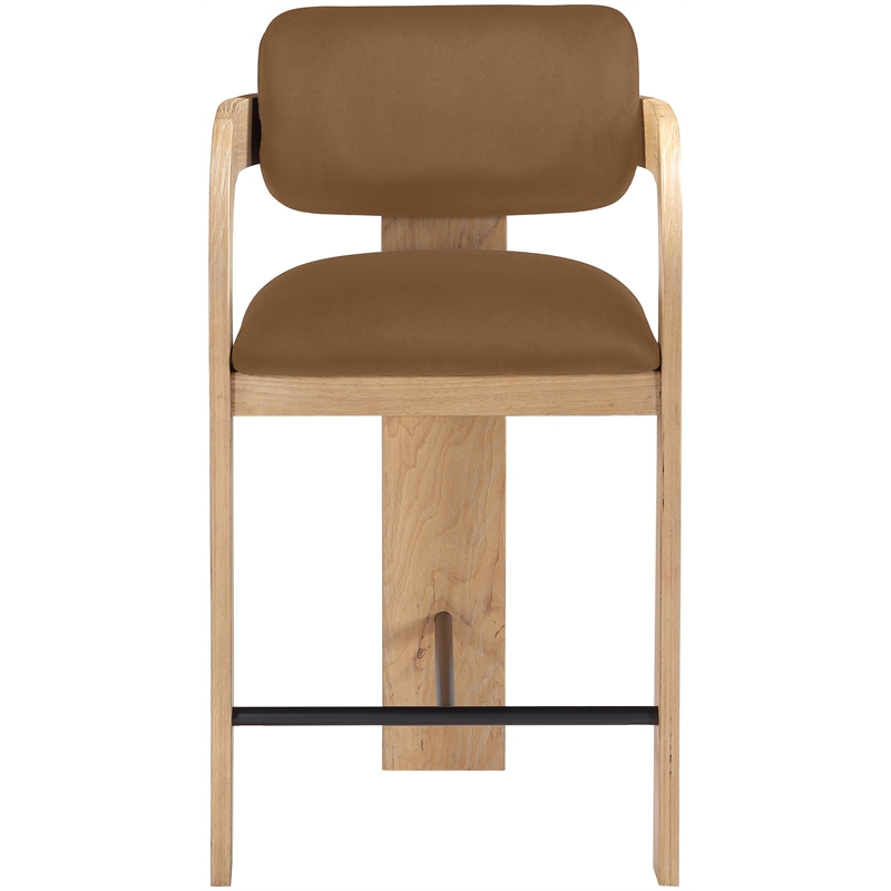 Meridian Furniture Cedra Saddle Velvet Performance Fabric Counter Stool