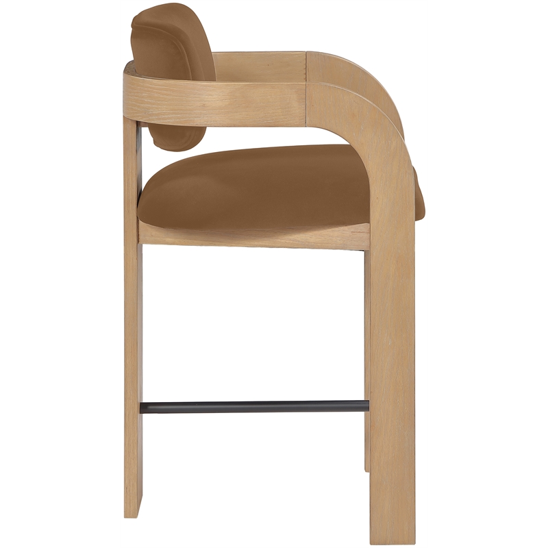 Meridian Furniture Cedra Saddle Velvet Performance Fabric Counter Stool