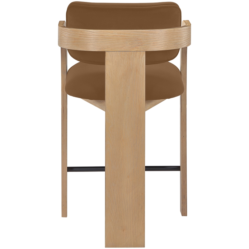 Meridian Furniture Cedra Saddle Velvet Performance Fabric Counter Stool
