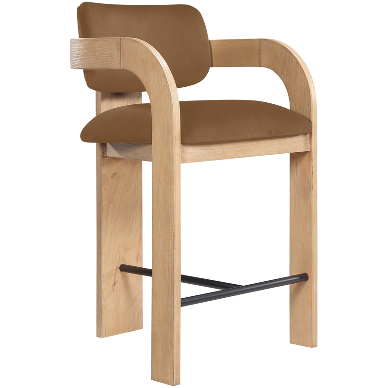 Meridian Furniture Cedra Saddle Velvet Performance Fabric Counter Stool