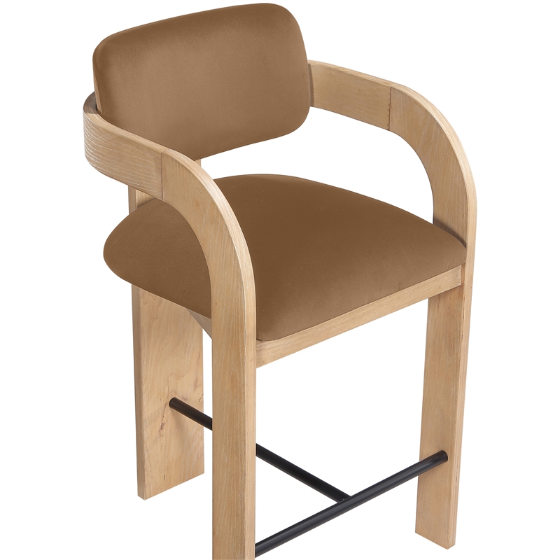 Meridian Furniture Cedra Saddle Velvet Performance Fabric Counter Stool