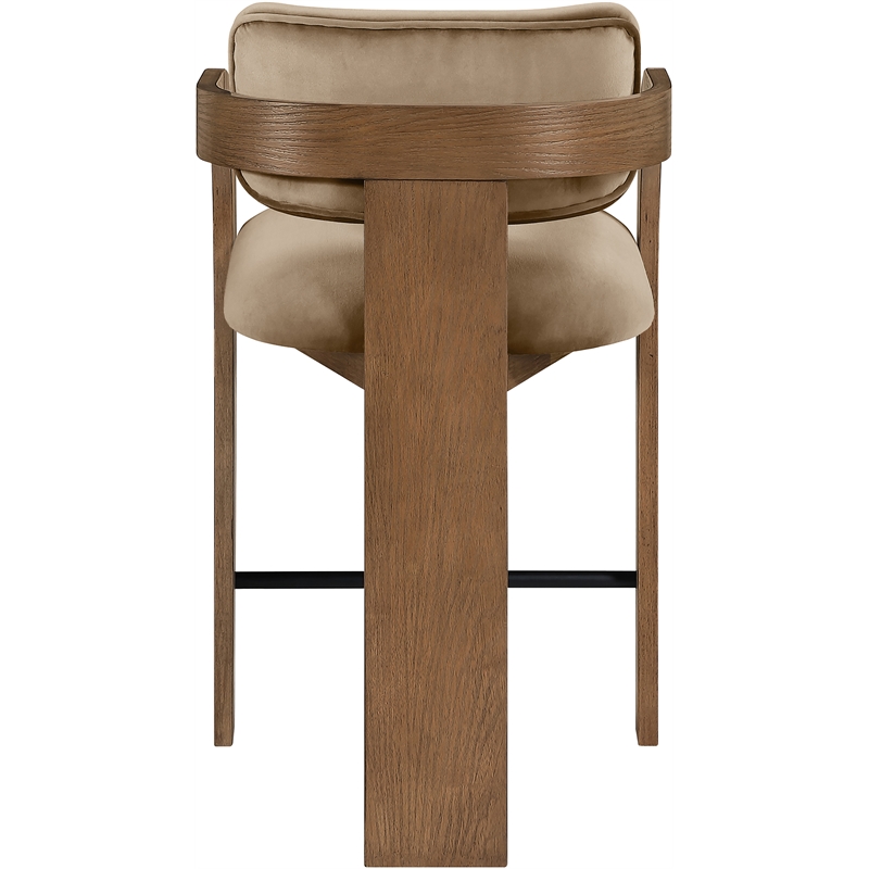 Meridian Furniture Cedra Beige Velvet Performance Fabric Counter Stool