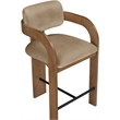 Meridian Furniture Cedra Beige Velvet Performance Fabric Counter Stool