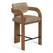 Meridian Furniture Cedra Beige Velvet Performance Fabric Counter Stool