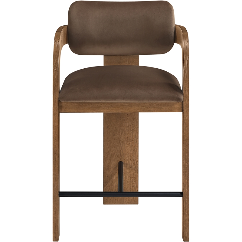 Meridian Furniture Cedra Brown Velvet Performance Fabric Counter Stool