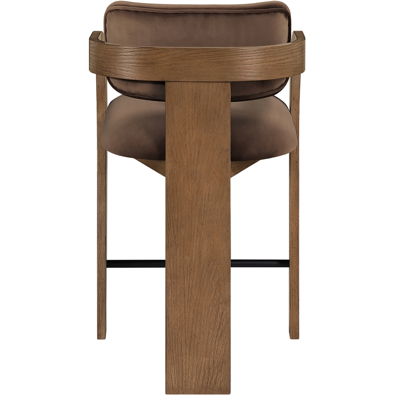 Meridian Furniture Cedra Brown Velvet Performance Fabric Counter Stool
