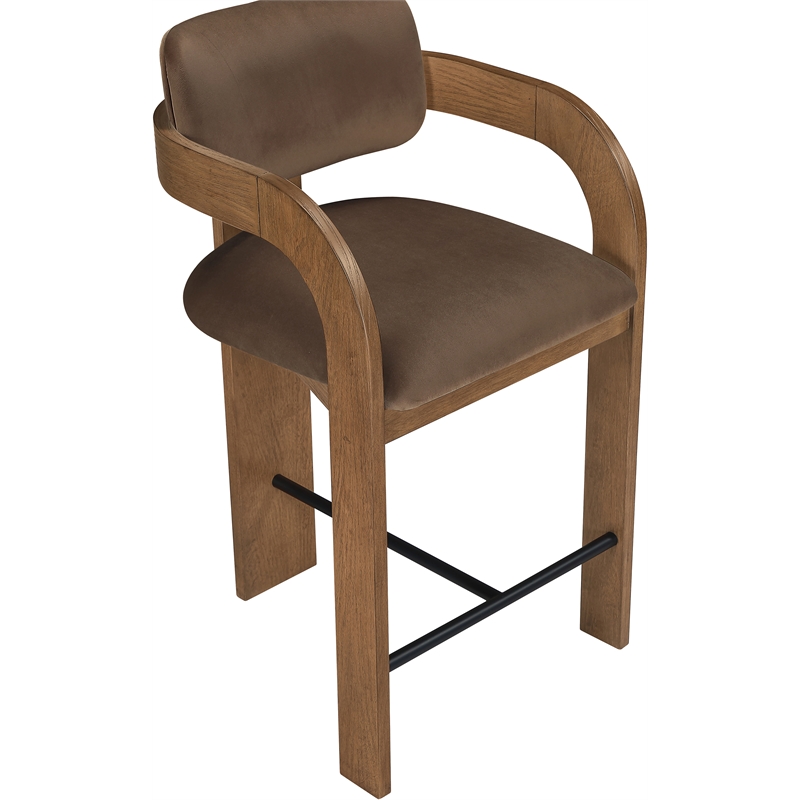 Meridian Furniture Cedra Brown Velvet Performance Fabric Counter Stool