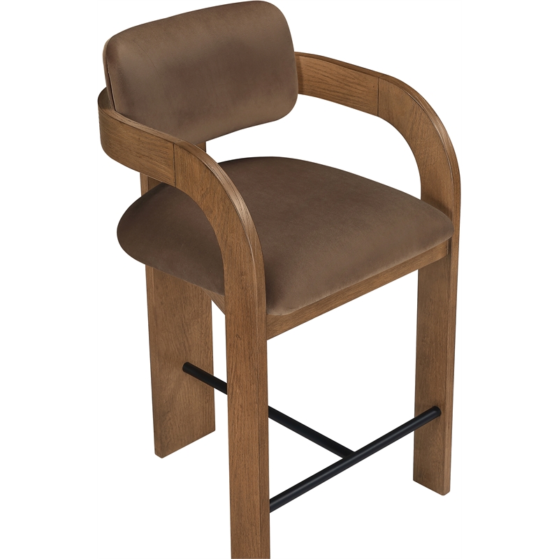 Meridian Furniture Cedra Brown Velvet Performance Fabric Counter Stool