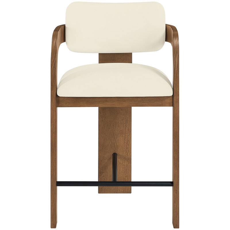 Meridian Furniture Cedra Cream Velvet Performance Fabric Counter Stool