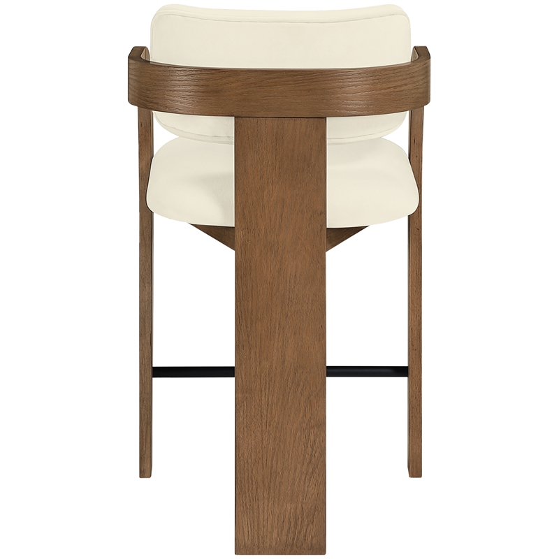 Meridian Furniture Cedra Cream Velvet Performance Fabric Counter Stool