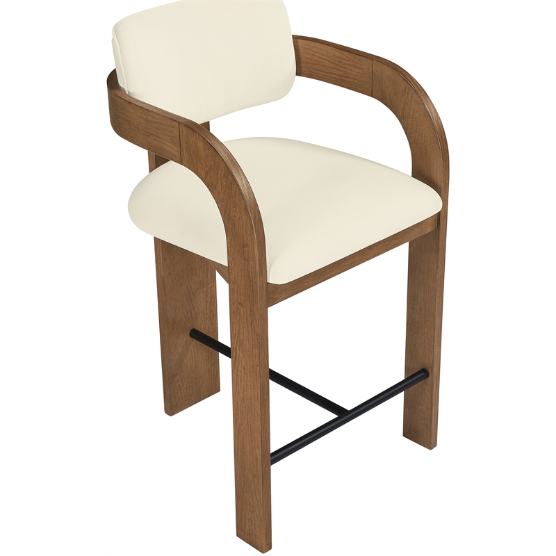 Meridian Furniture Cedra Cream Velvet Performance Fabric Counter Stool