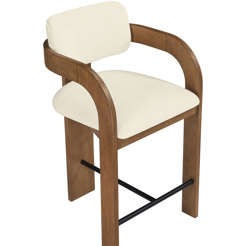 Meridian Furniture Cedra Cream Velvet Performance Fabric Counter Stool