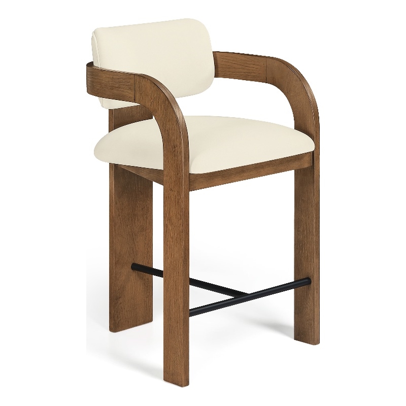 Meridian Furniture Cedra Cream Velvet Performance Fabric Counter Stool