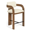 Meridian Furniture Cedra Cream Velvet Performance Fabric Counter Stool