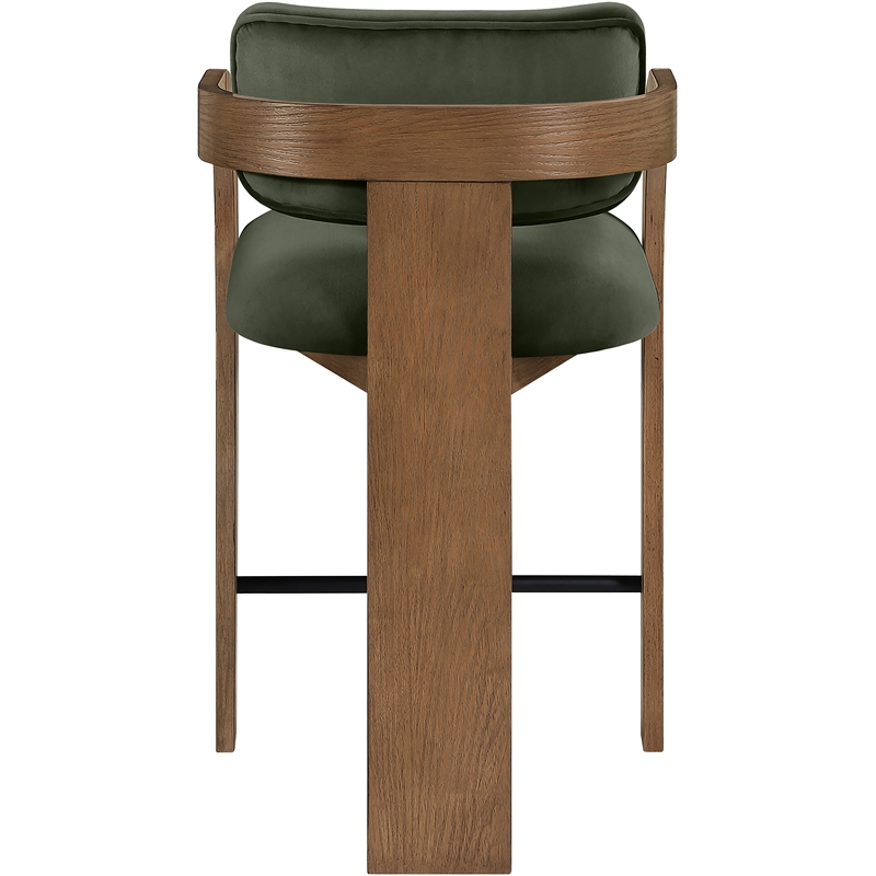 Meridian Furniture Cedra Green Velvet Performance Fabric Counter Stool