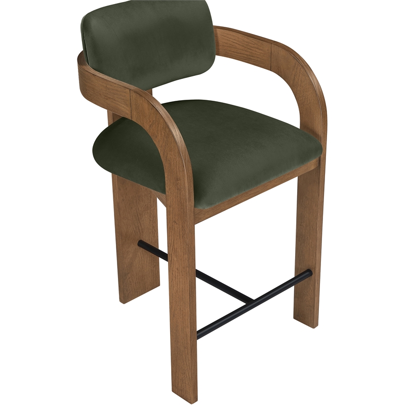 Meridian Furniture Cedra Green Velvet Performance Fabric Counter Stool