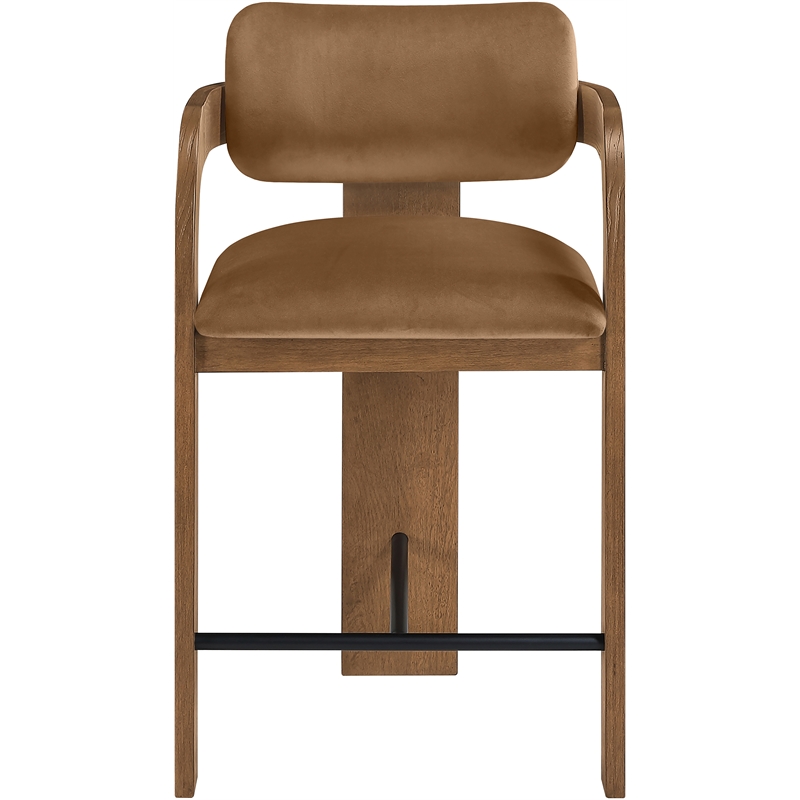 Meridian Furniture Cedra Saddle Velvet Performance Fabric Counter Stool