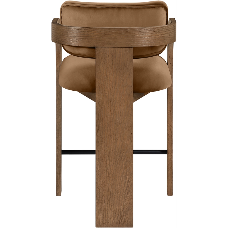Meridian Furniture Cedra Saddle Velvet Performance Fabric Counter Stool