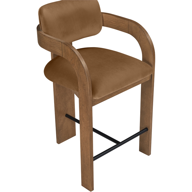 Meridian Furniture Cedra Saddle Velvet Performance Fabric Counter Stool