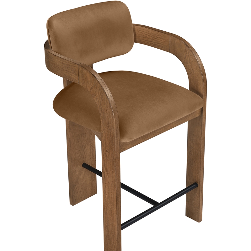 Meridian Furniture Cedra Saddle Velvet Performance Fabric Counter Stool