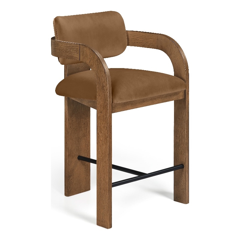 Meridian Furniture Cedra Saddle Velvet Performance Fabric Counter Stool