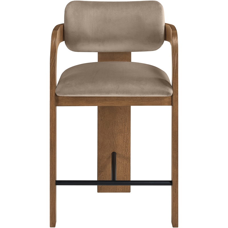 Meridian Furniture Cedra Taupe Velvet Performance Fabric Counter Stool
