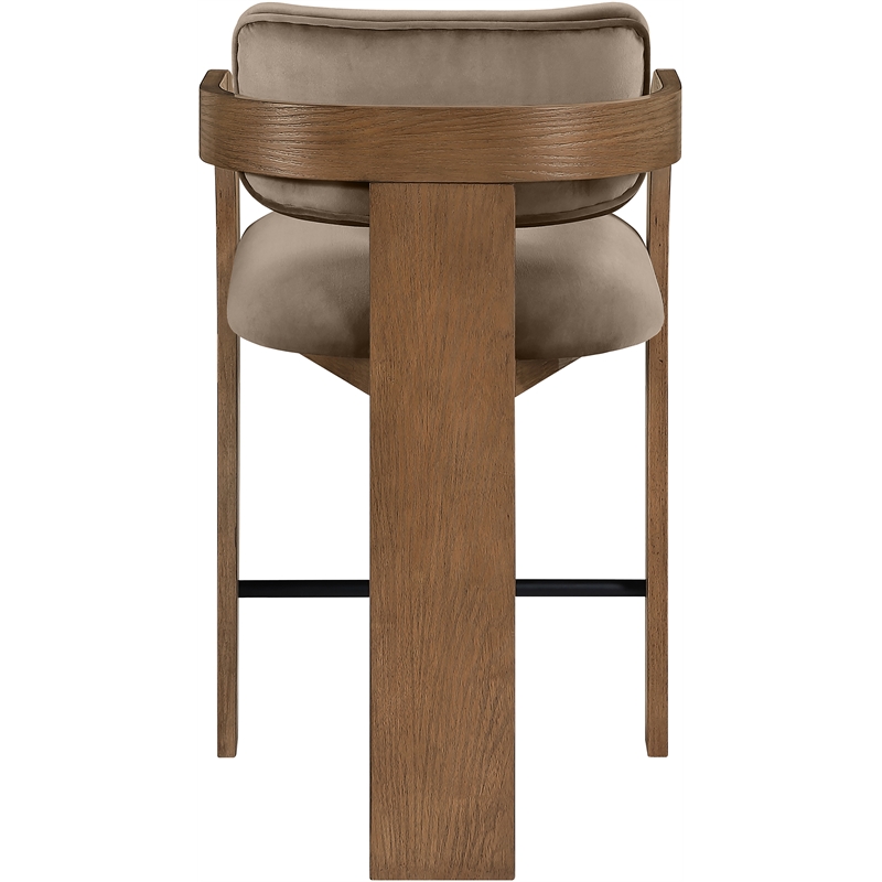 Meridian Furniture Cedra Taupe Velvet Performance Fabric Counter Stool