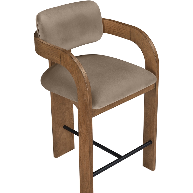 Meridian Furniture Cedra Taupe Velvet Performance Fabric Counter Stool