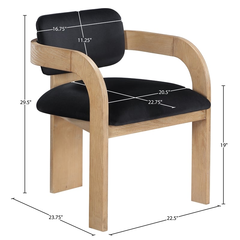 Meridian Furniture Cedra Black Velvet Performance Fabric Dining Chair (Set of 2)