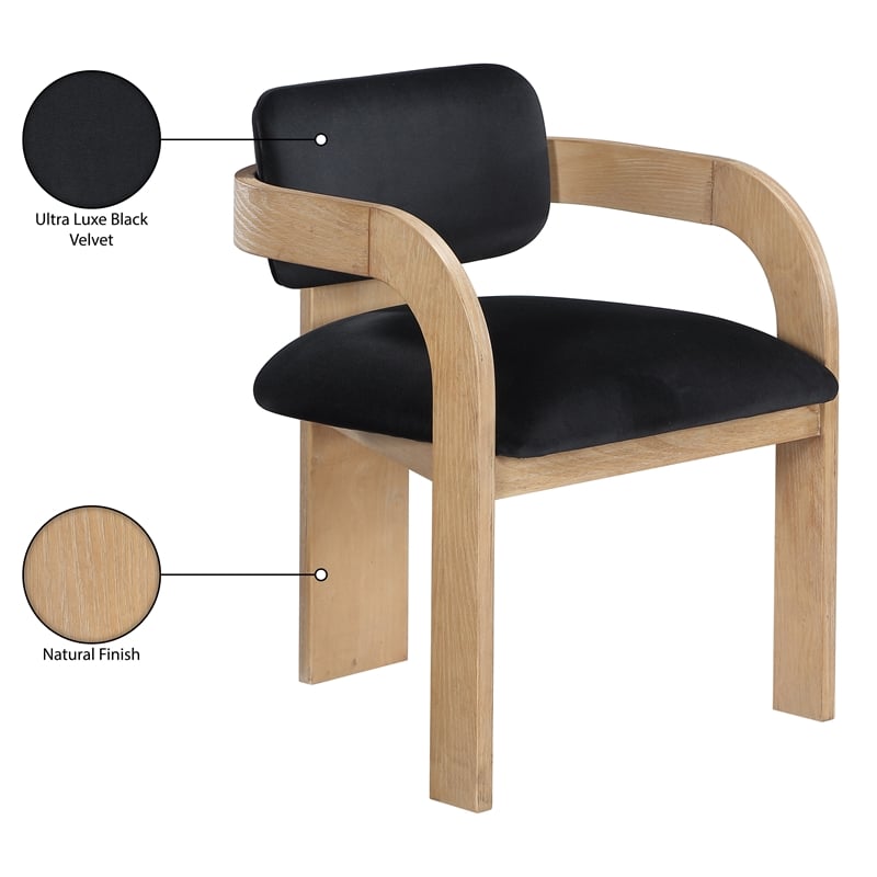 Meridian Furniture Cedra Black Velvet Performance Fabric Dining Chair (Set of 2)