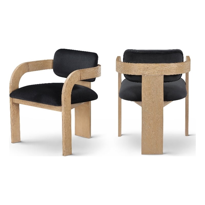 Meridian Furniture Cedra Black Velvet Performance Fabric Dining Chair (Set of 2)